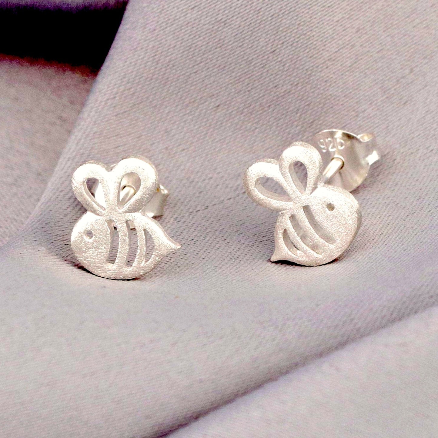 Bee Mini Stud Earrings - 925 Sterling Silver Earrings - Stamina…