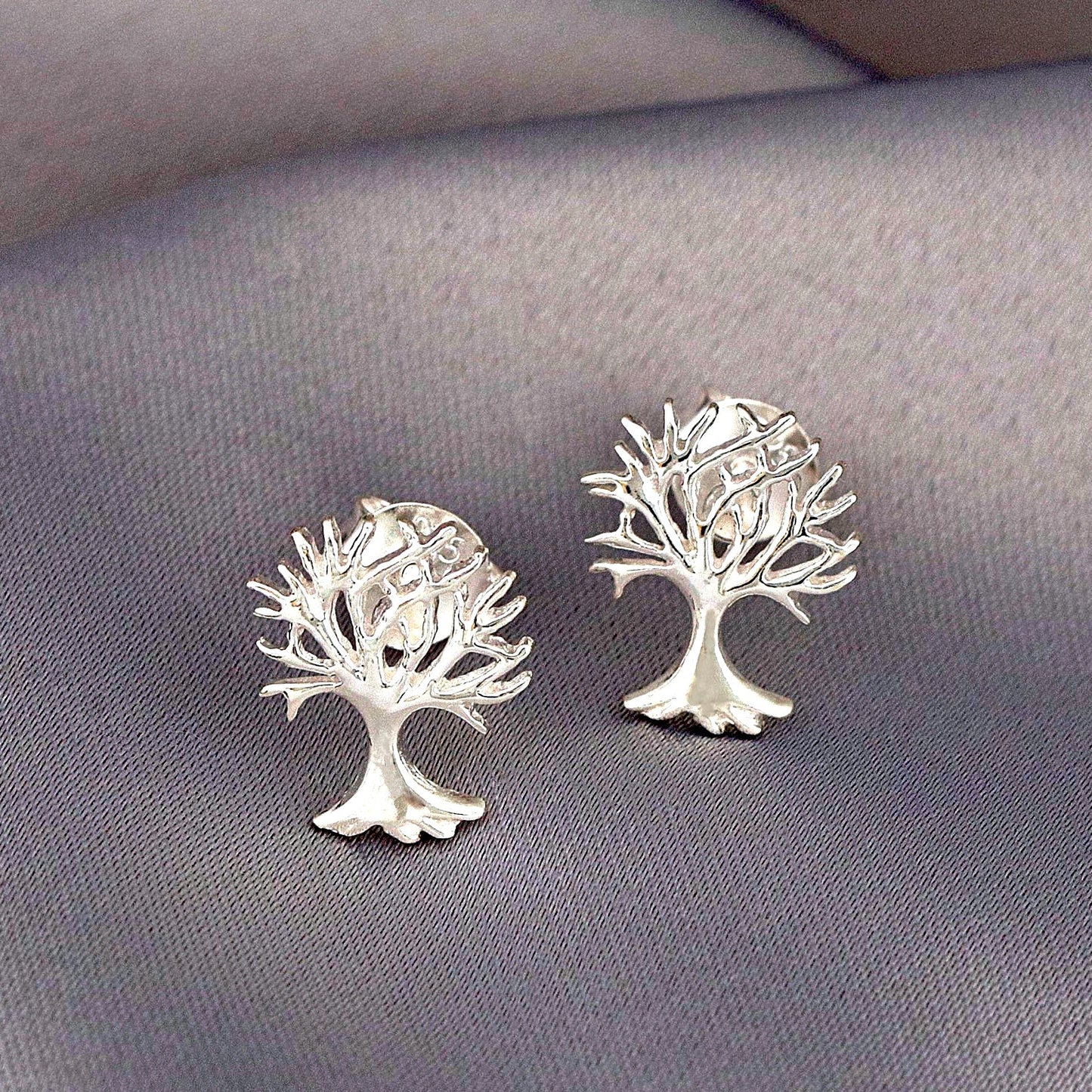 Living Tree Mini Stud Earrings - 925 Sterling Silver Minimalist…