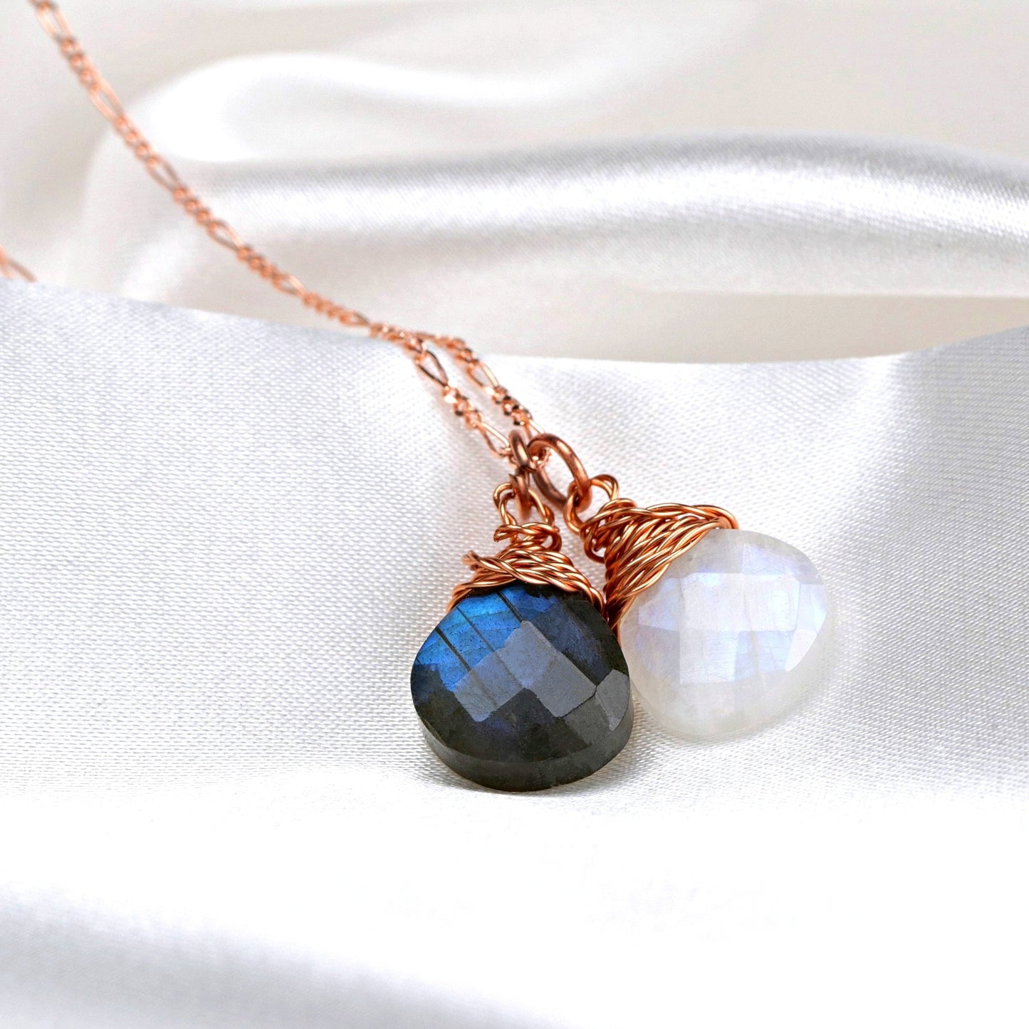 Labradorite Moonstone Necklace - 925 Sterling Rose Gold Gold Plated…