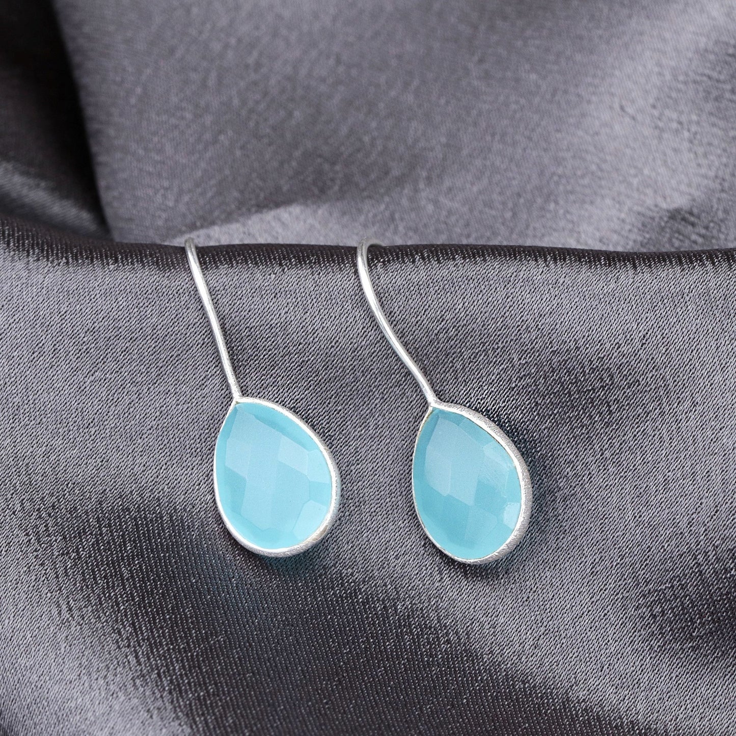 Aquamarine Earrings - 925 Sterling Silver Luxurious Gemstone Earrings