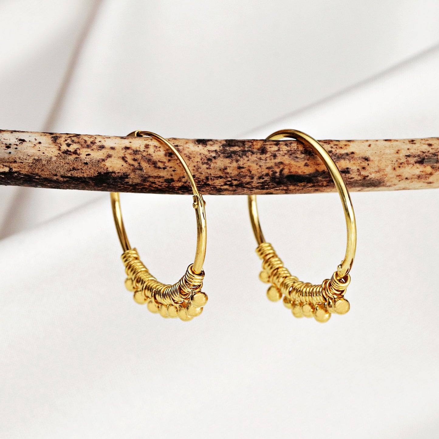 925 Sterling Gold Plated Gyspy Hoop Earrings