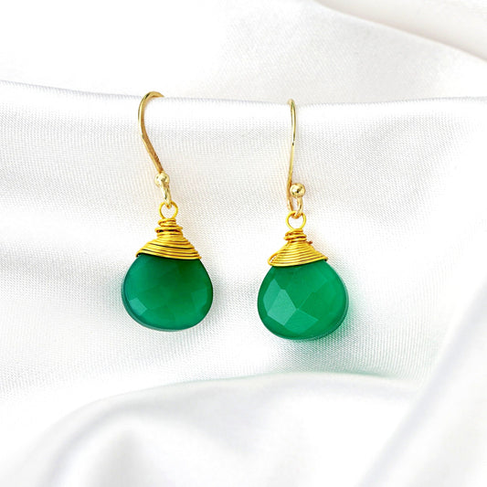 Green Onyx — 925 silver gilded earrings — 72