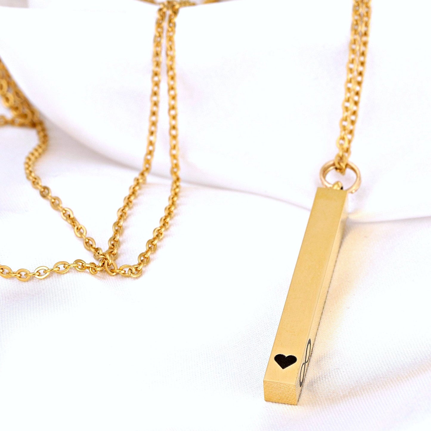 3D vertical burl chain with engraving / gold, silver or rosegold