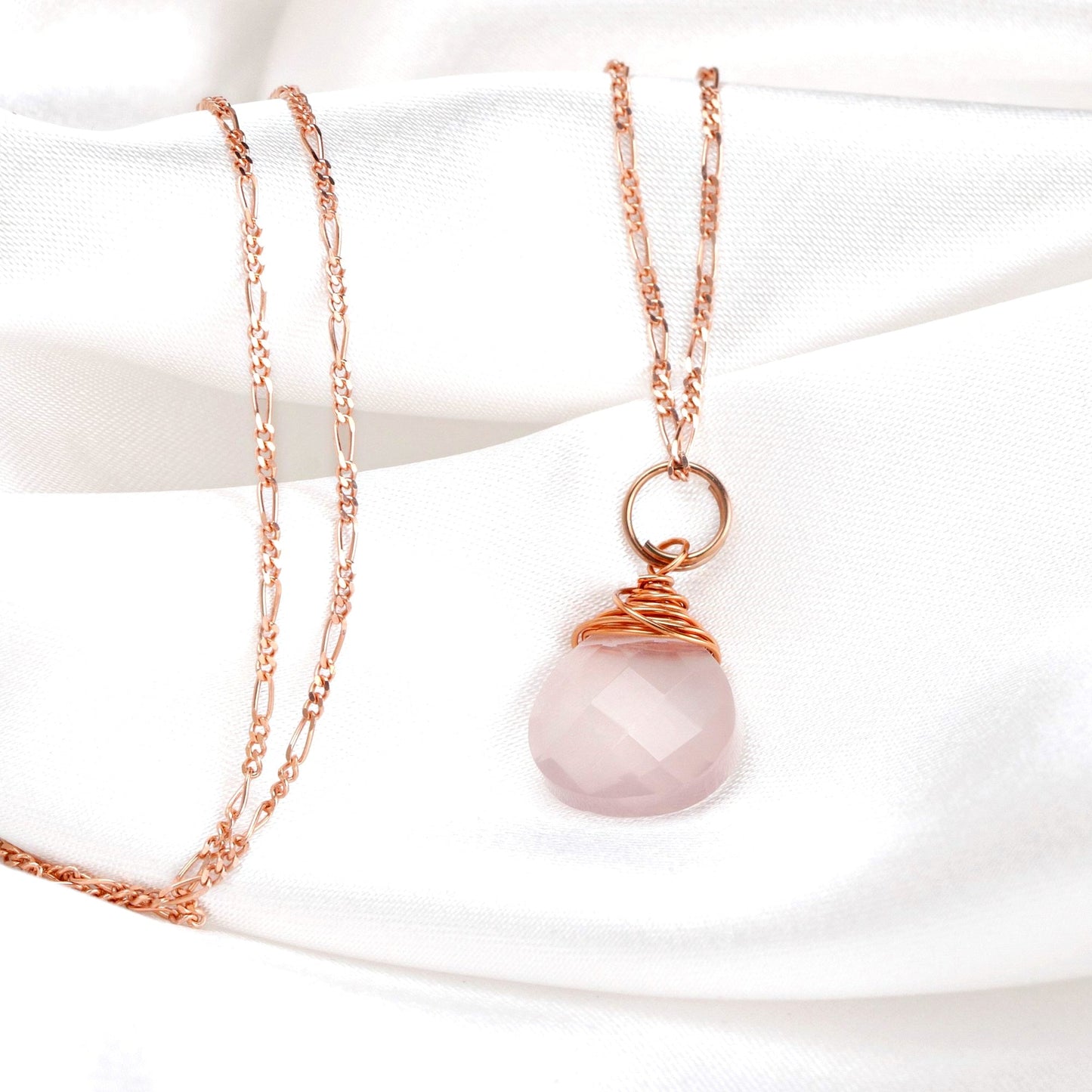 Rose Quartz Drop Chain 925 Sterling Rosegold Gold Plated Pink Gem…