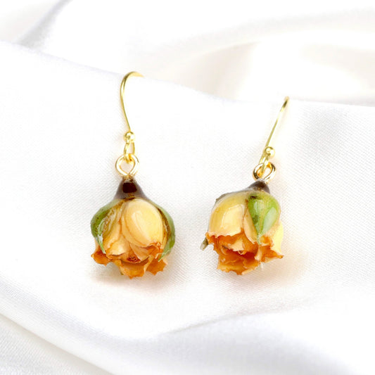 925 real mini roses sterling gold plated earrings