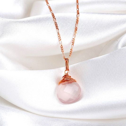 Rose Quartz Drop Chain 925 Sterling Rosegold Gold Plated Pink Gem…