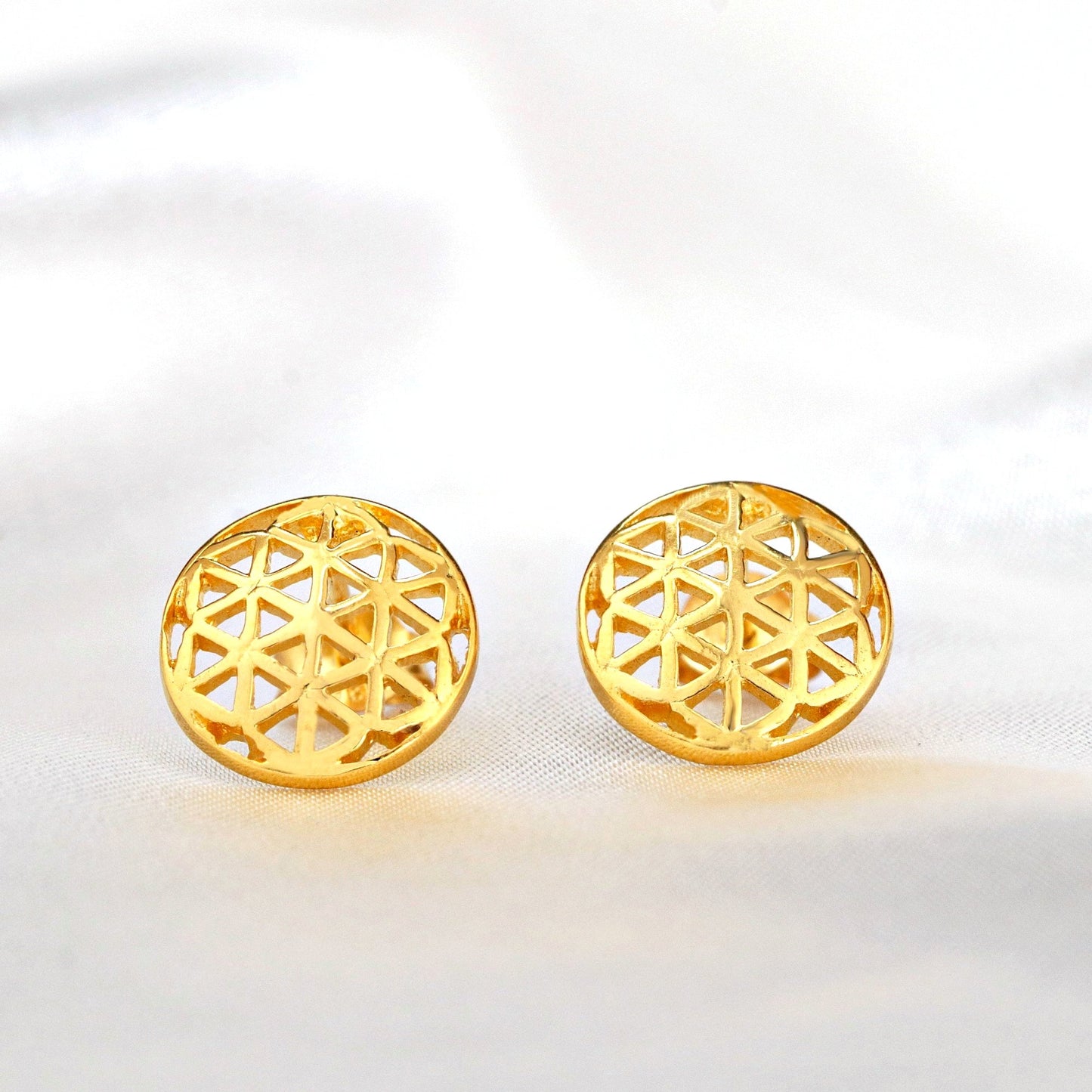 Flower of Life — 925 gold gold plated stud earrings — 106