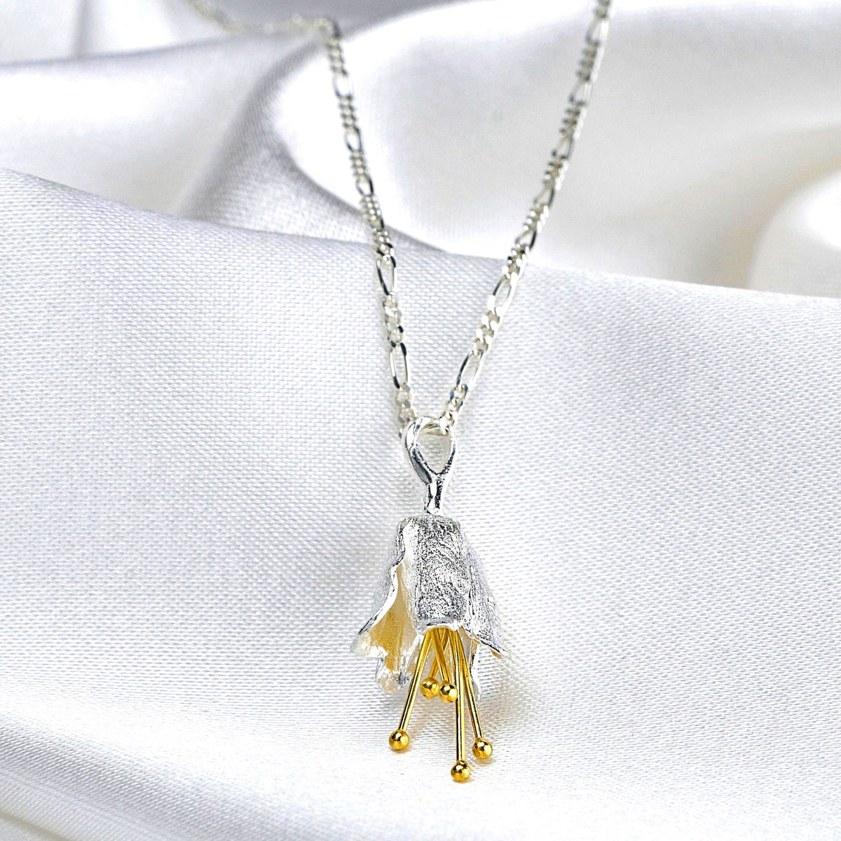 Bluebell Pendant - 925 Sterling Silver Necklace - Floral Jewelry - K925-103