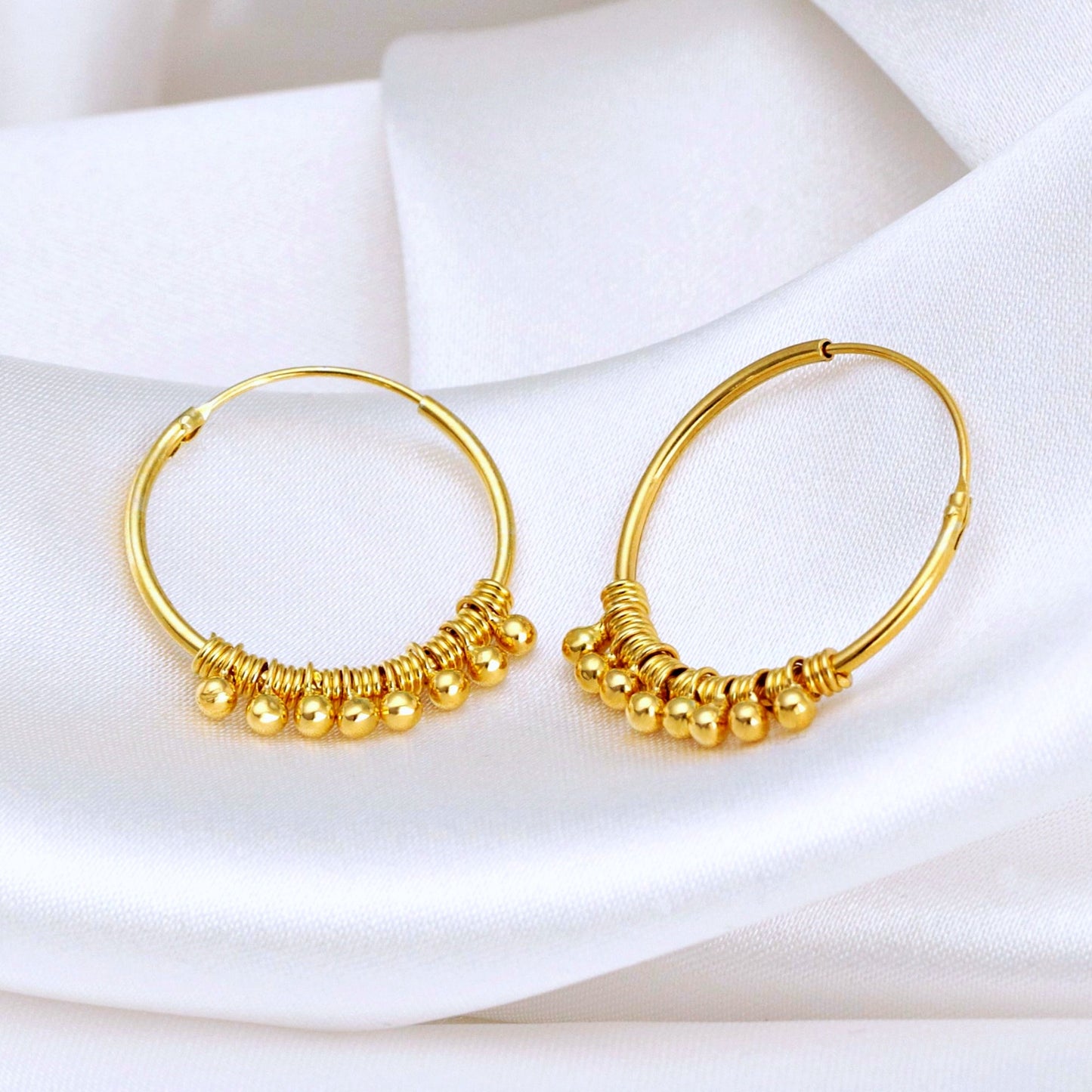 925 Sterling Gold Plated Gyspy Hoop Earrings