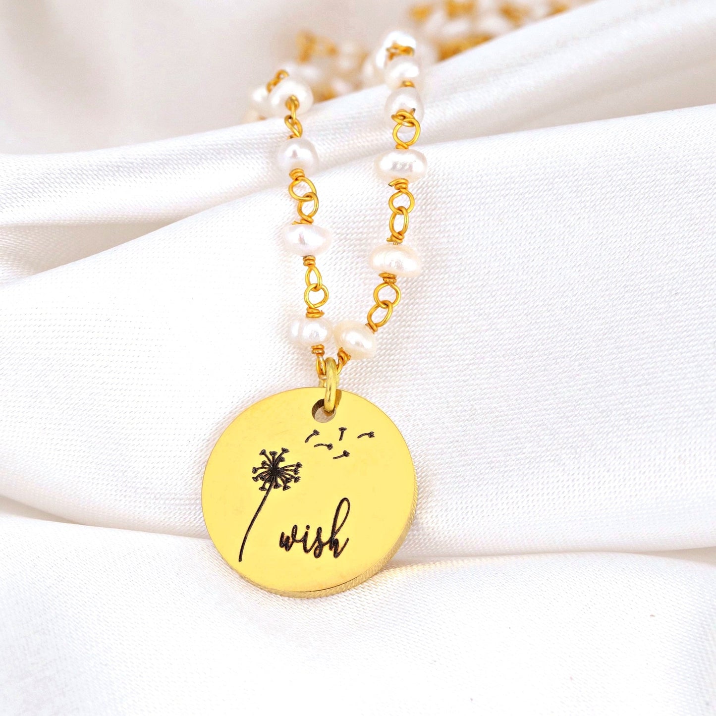 Personalized Necklace with Freshwater Pearls and Engraving Service