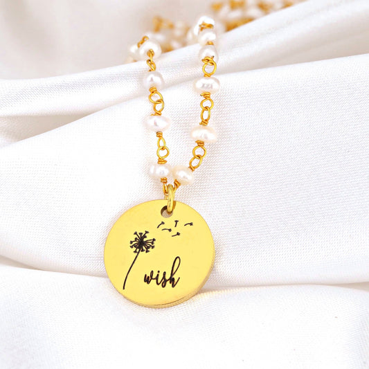 Personalized Necklace with Freshwater Pearls and Engraving Service