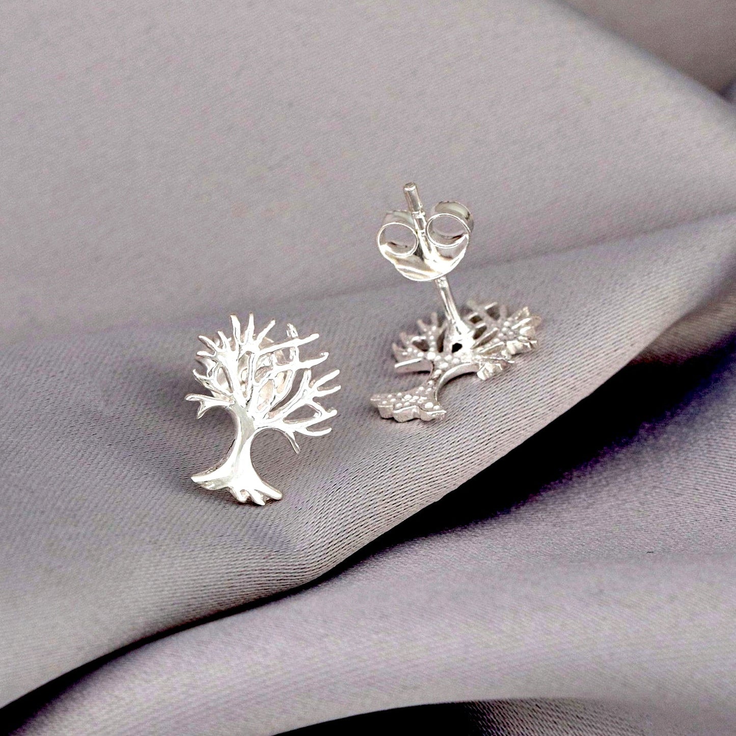 Living Tree Mini Stud Earrings - 925 Sterling Silver Minimalist…