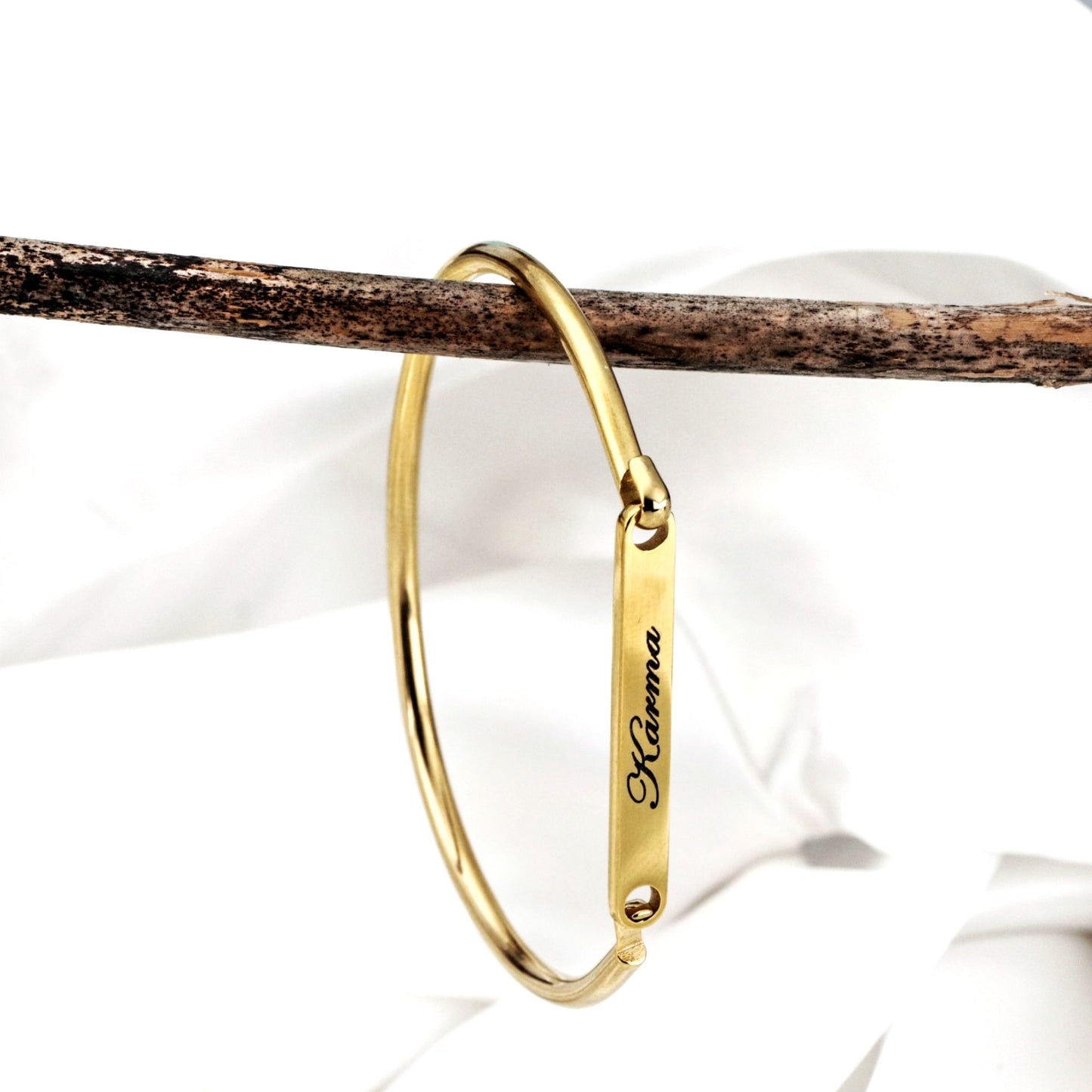 Personalizable stainless steel bangle - engraving - gold color…