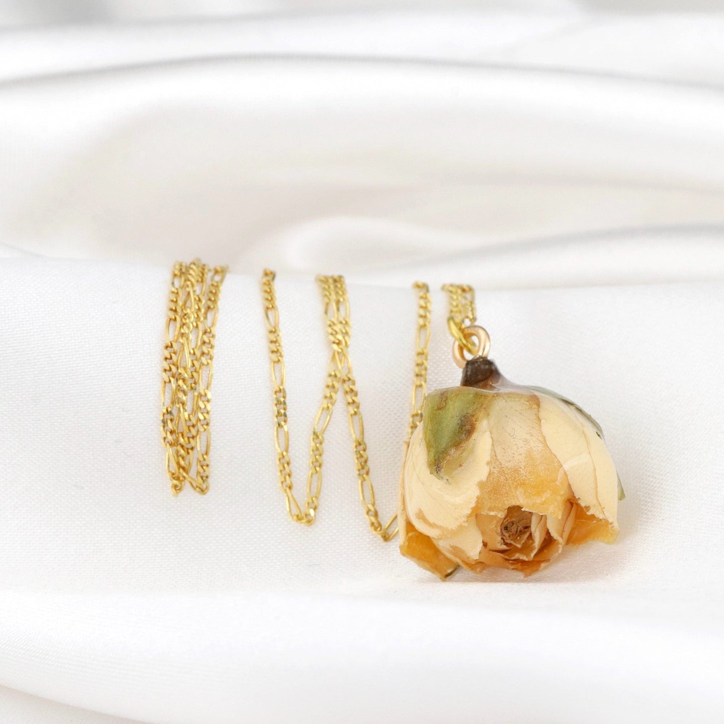 Real Target Yellow Rose 925 Sterling Gilded Chain - Nature Jewelry