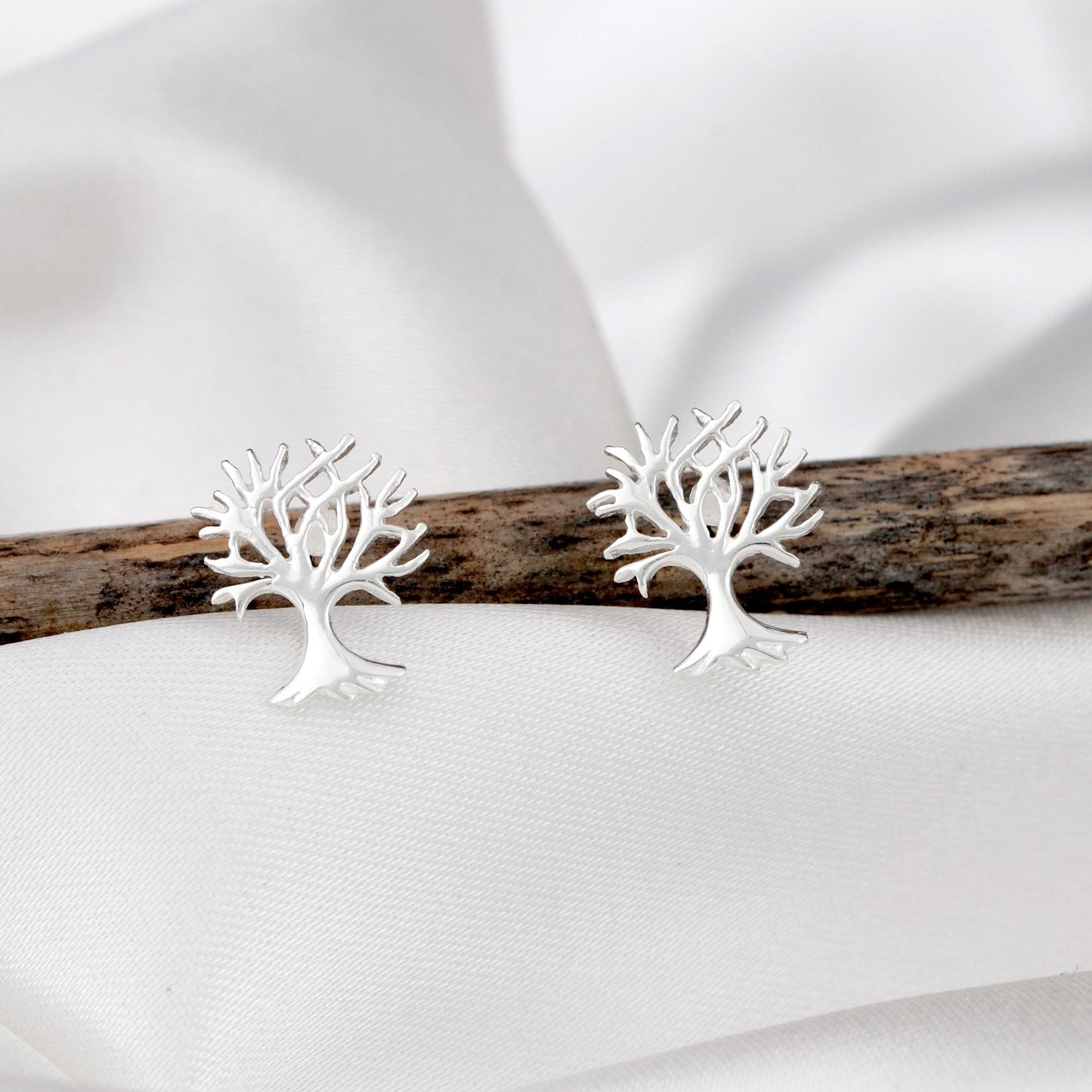 Living Tree Mini Stud Earrings - 925 Sterling Silver Minimalist…