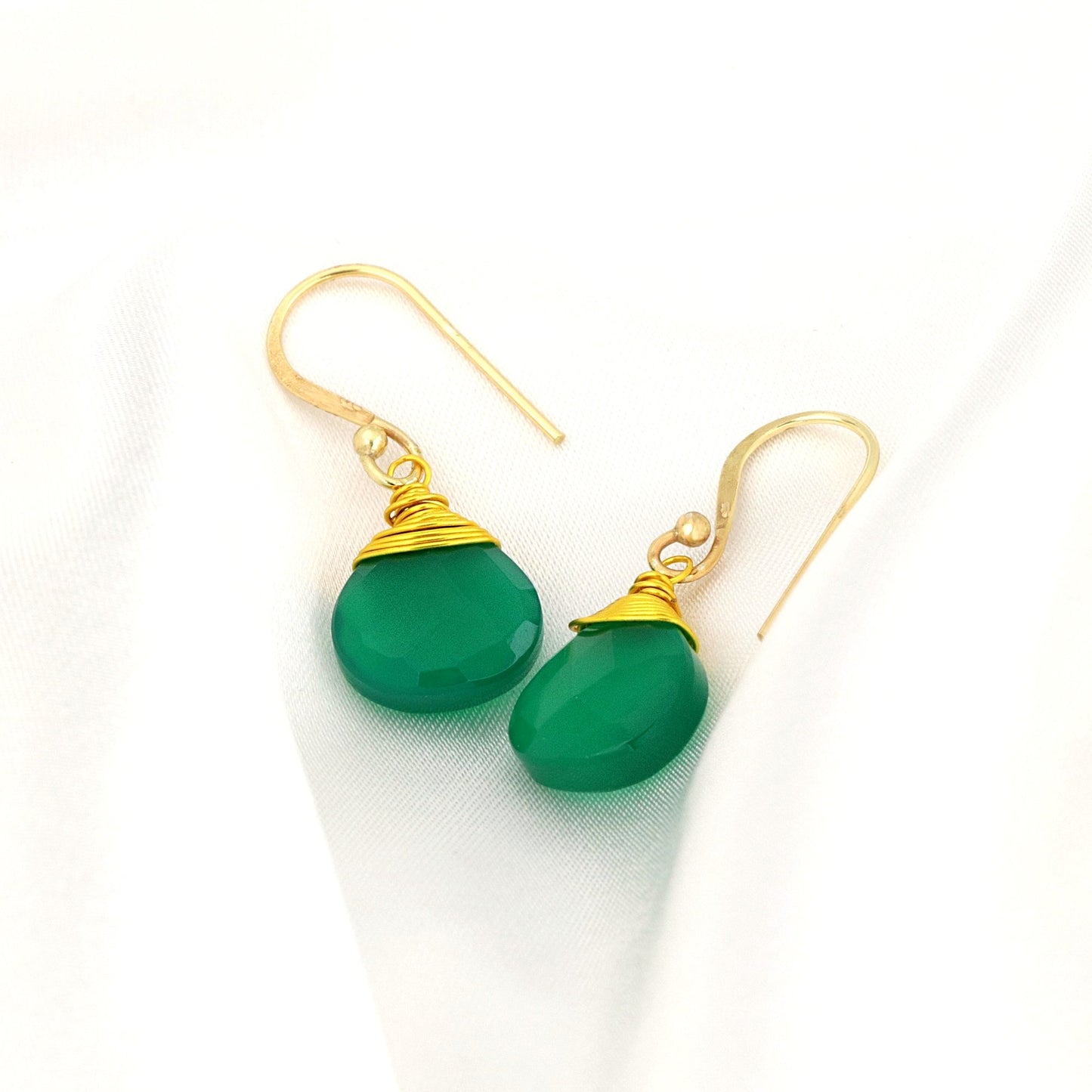 Green Onyx — 925 silver gilded earrings — 72