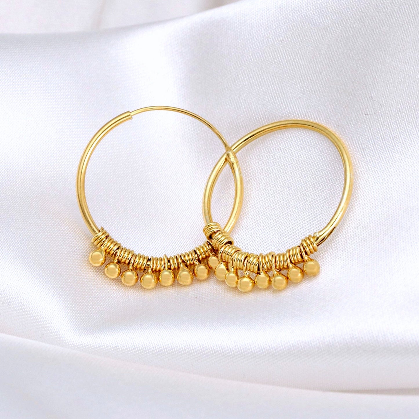 925 Sterling Gold Plated Gyspy Hoop Earrings
