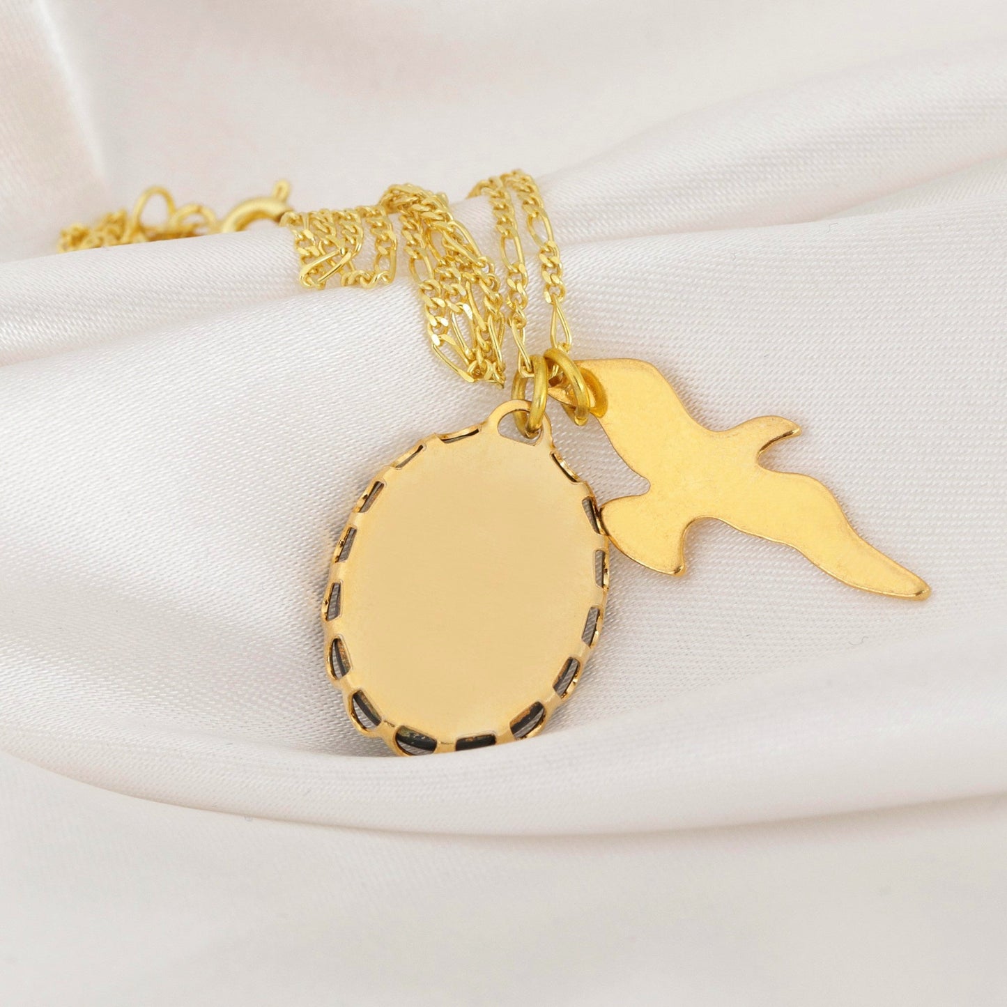 Swallow Blue Cabochon Pendant Chain - 925 Sterling Gold Plated…