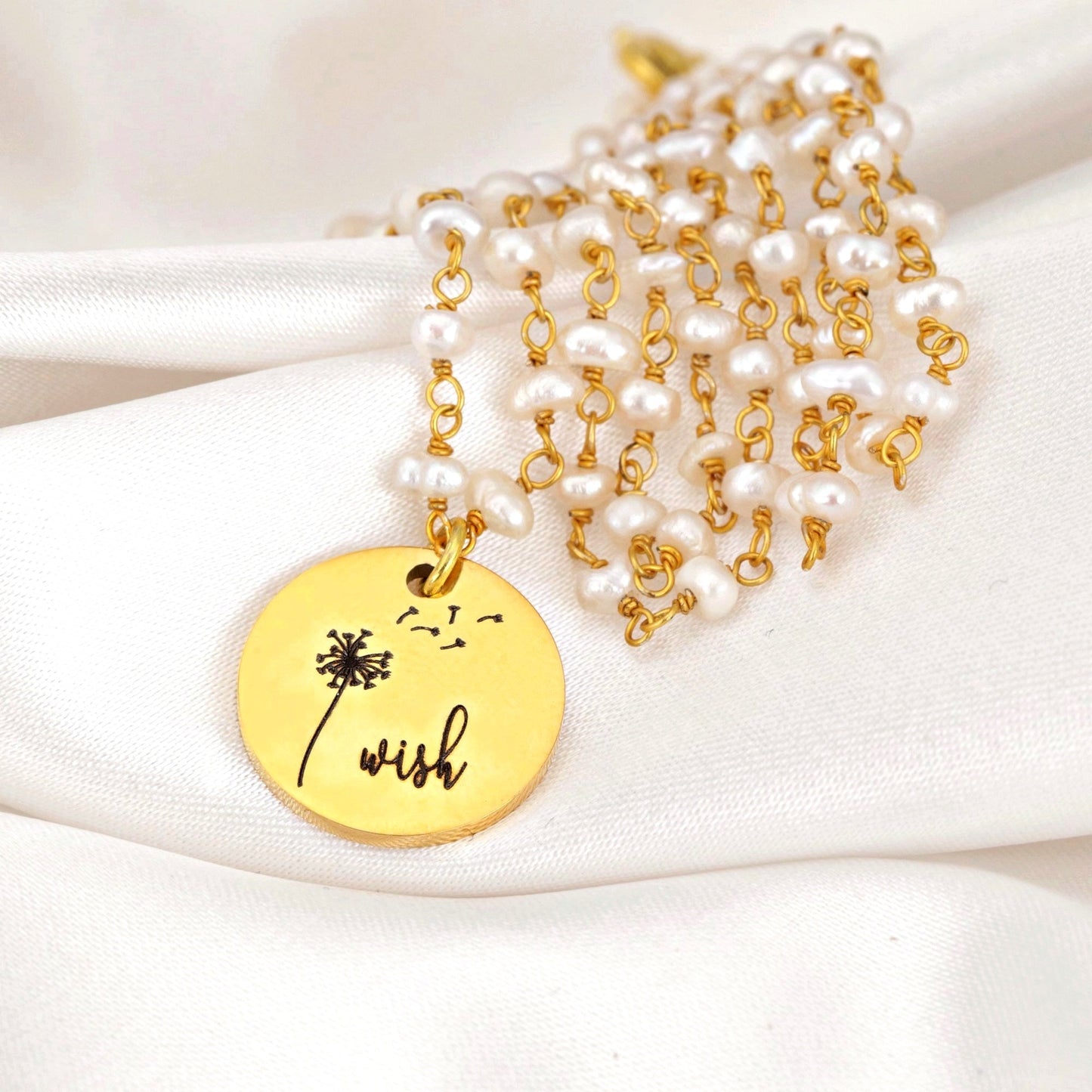 Personalized Necklace with Freshwater Pearls and Engraving Service