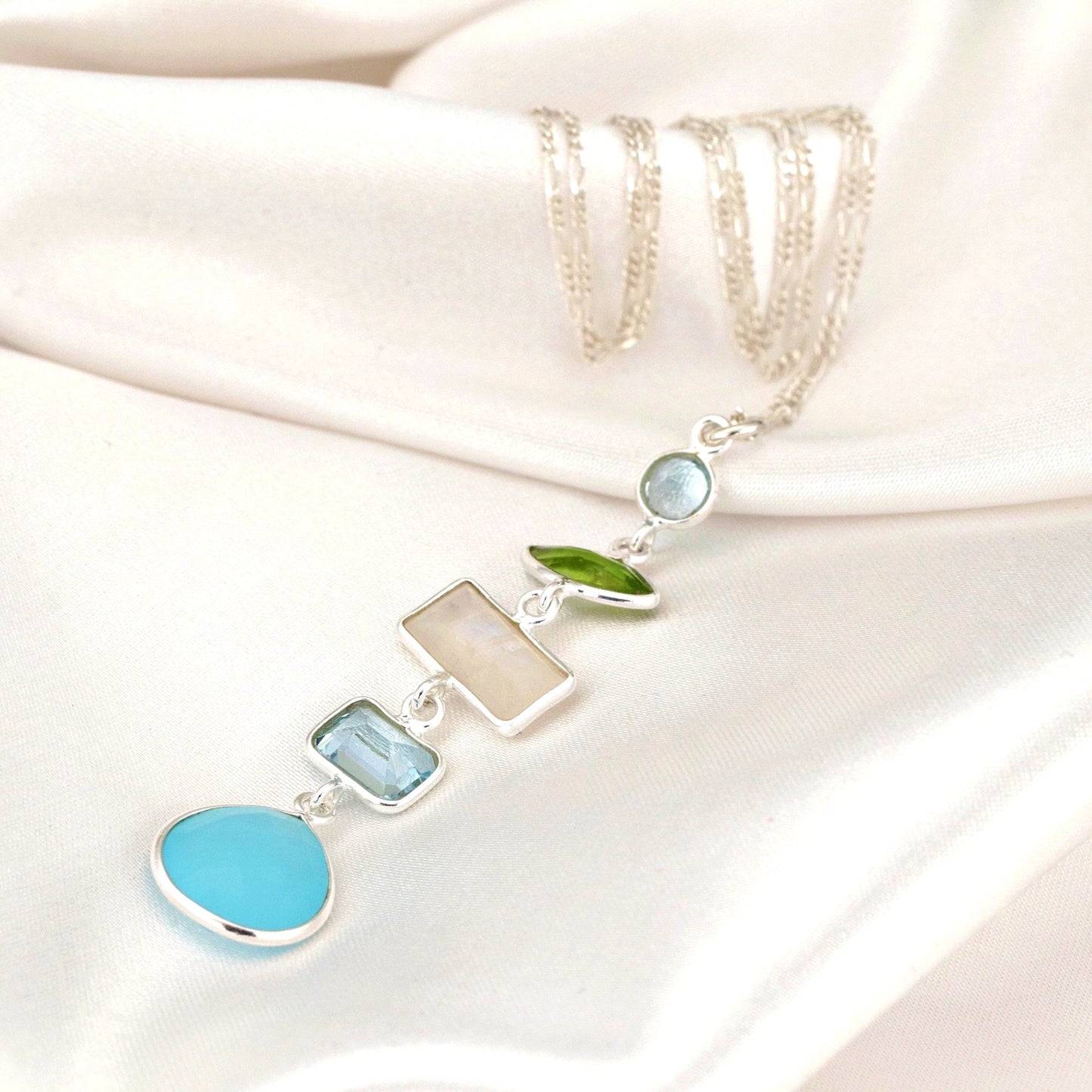 Multi Gemstone Pendant - 925 Sterling Silver Necklace with…