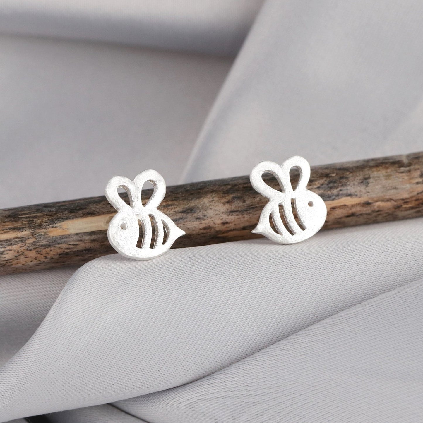 Bee Mini Stud Earrings - 925 Sterling Silver Earrings - Stamina…
