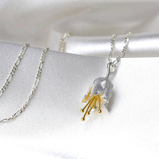 Belly Flowers Chain - 925 Silver Chain Golden Floral Pendant…