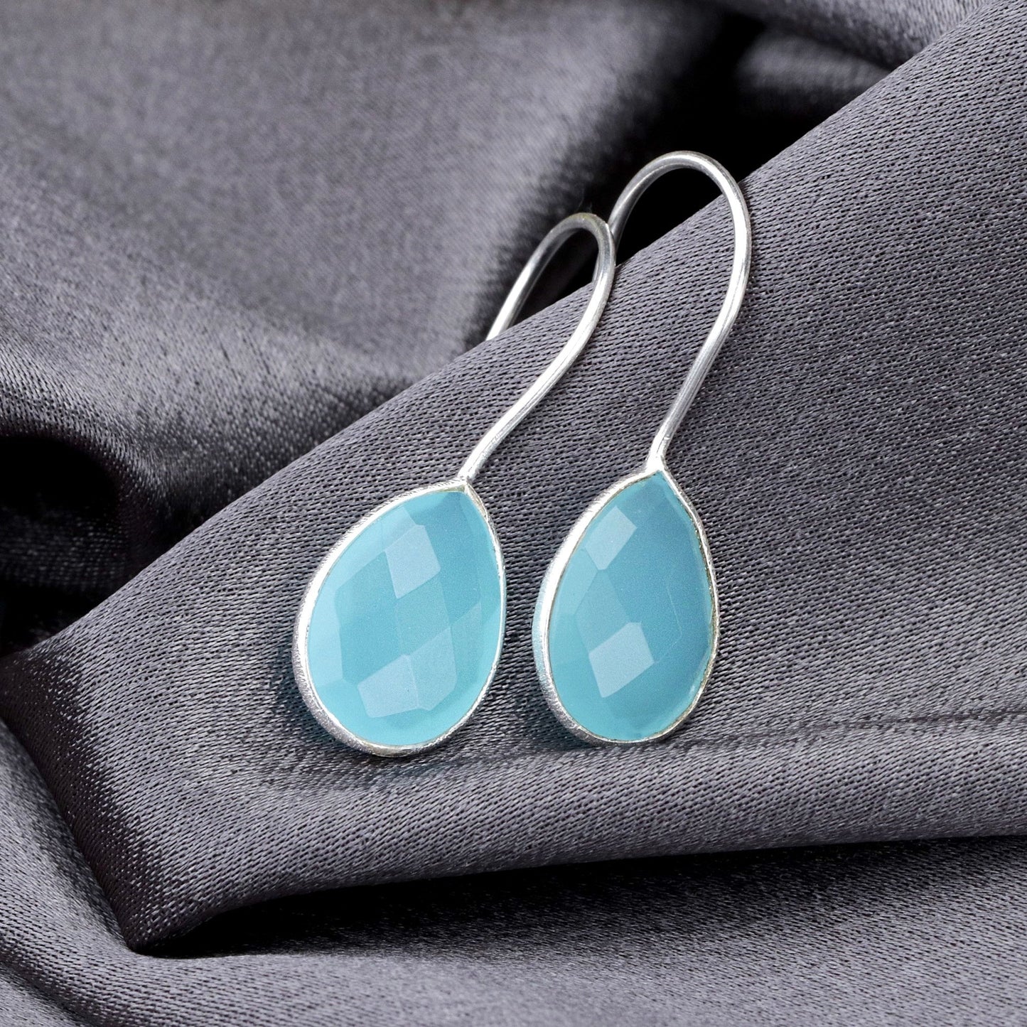 Aquamarine Earrings - 925 Sterling Silver Luxurious Gemstone Earrings