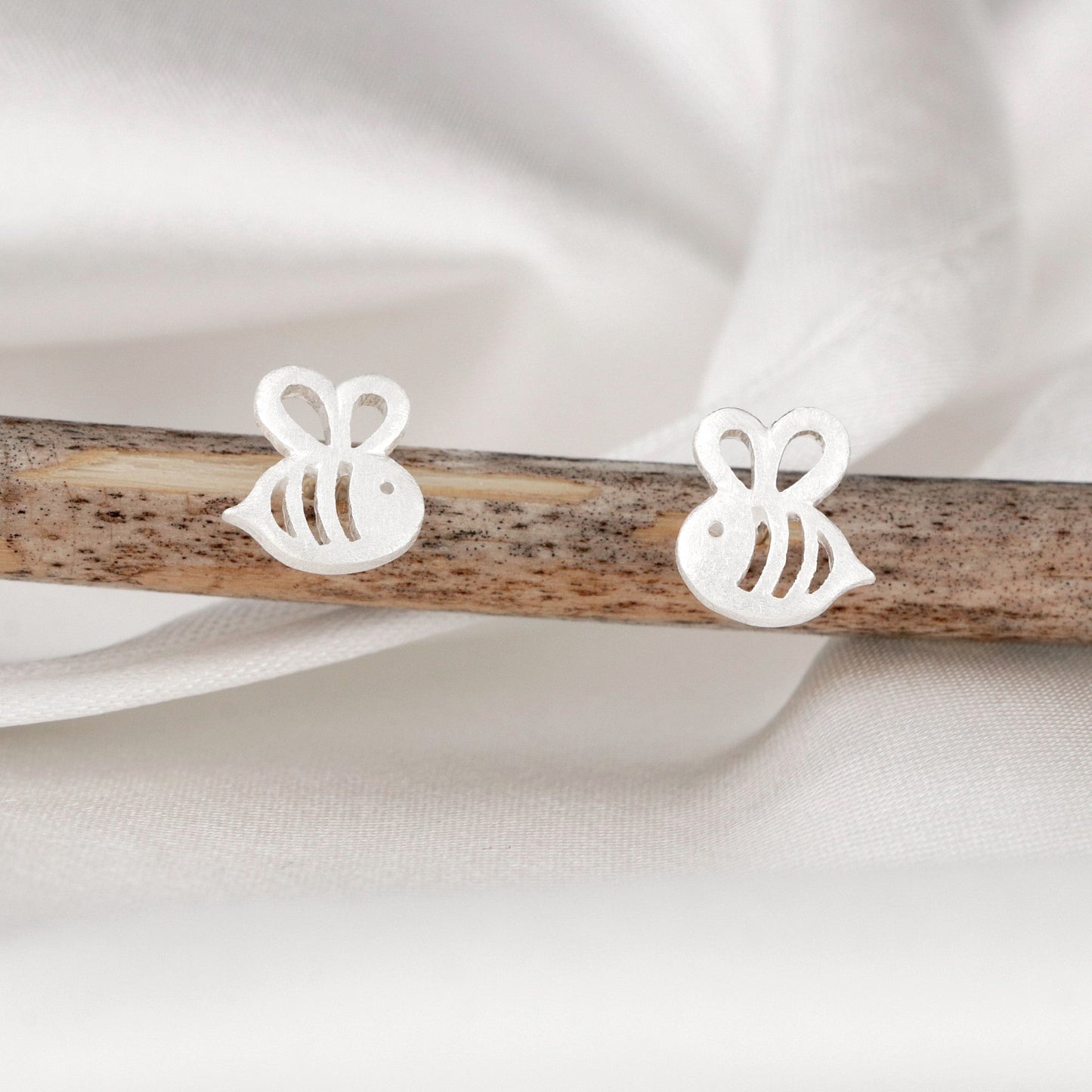 Bee Mini Stud Earrings - 925 Sterling Silver Earrings - Stamina…