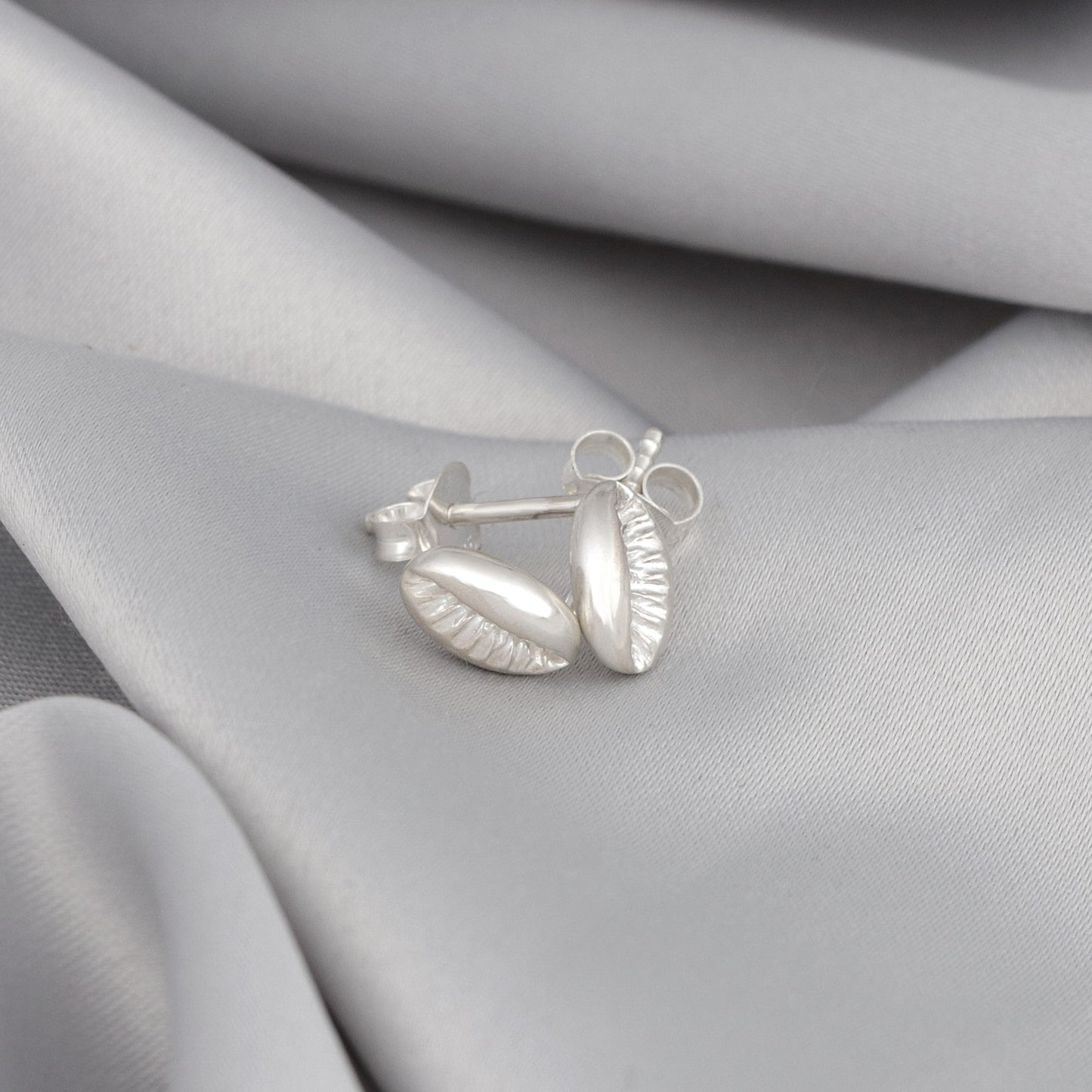 Cowrie shell mini stud earrings - 925 Sterling silver