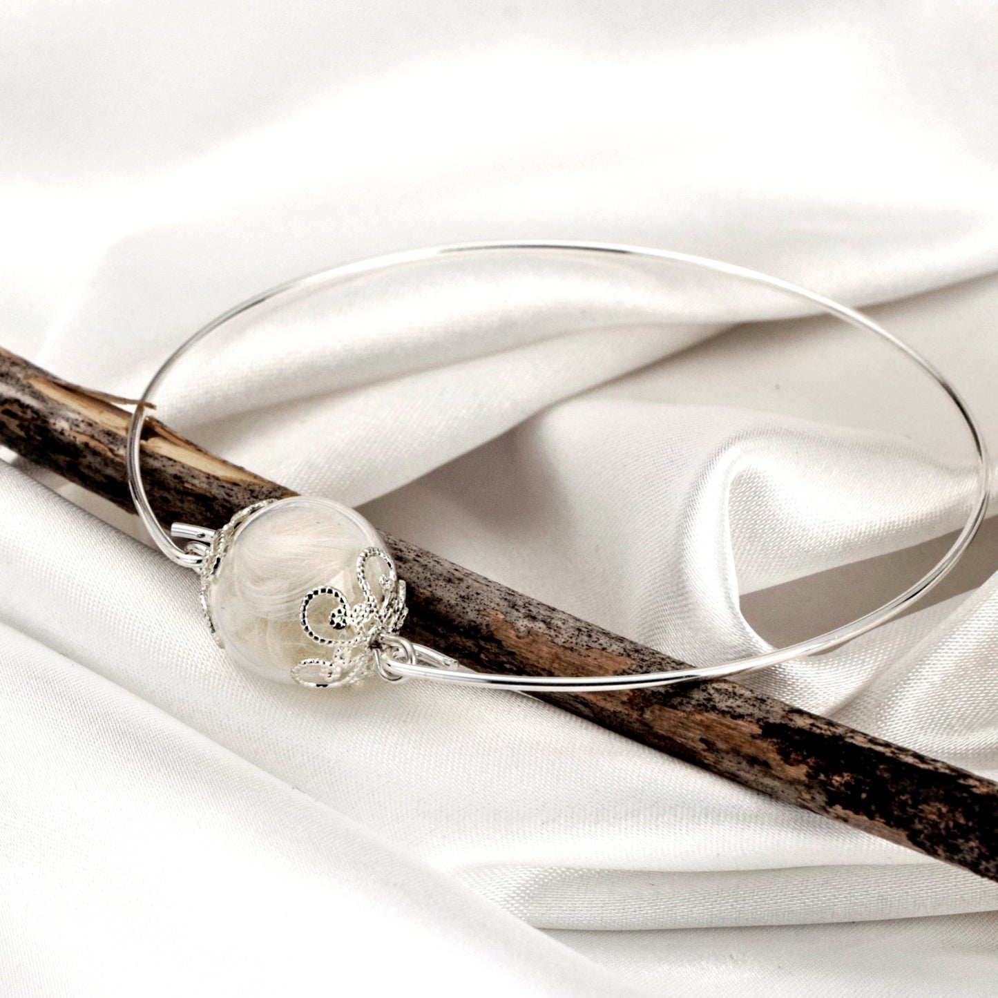 Bangle with real feathers - angel wings jewelry - Retarm-11