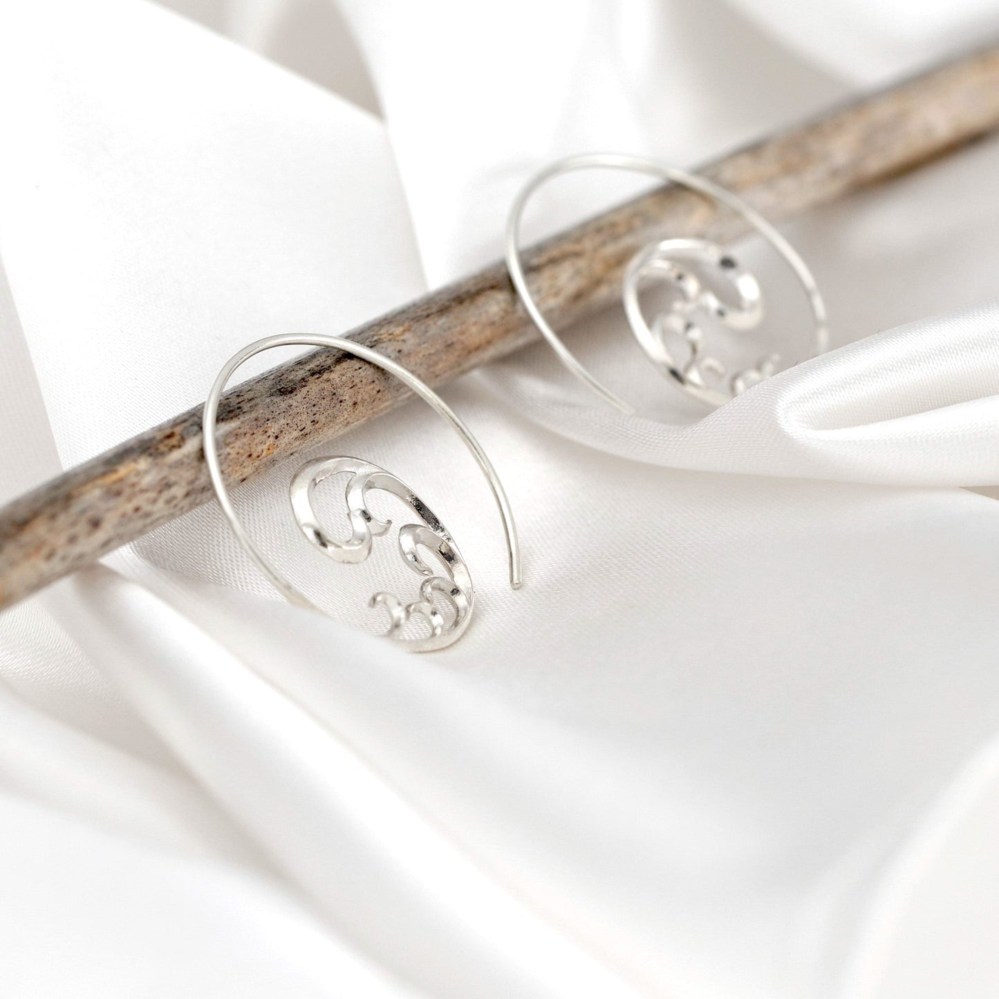 Ornament — 925 Sterling Silver Spiral Earrings — 24