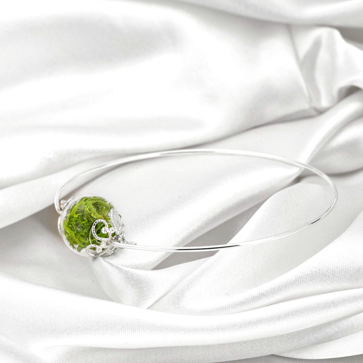 Genuine Green Moss Bangle - Minimalist Nature Jewelry - RETARM-28