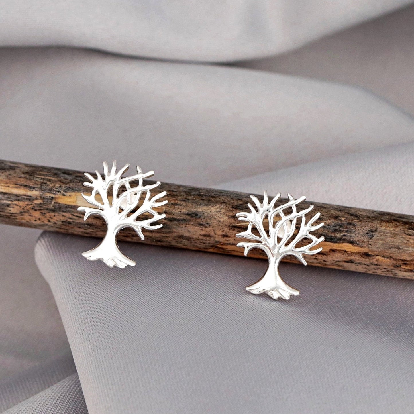 Living Tree Mini Stud Earrings - 925 Sterling Silver Minimalist…