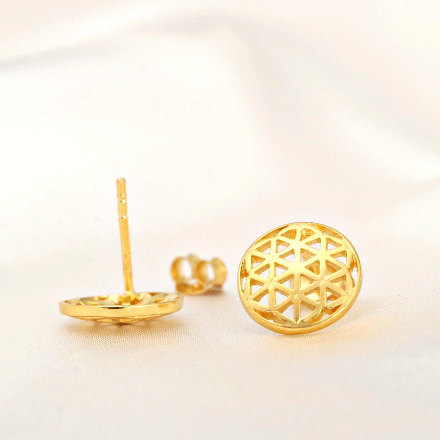 Flower of Life — 925 gold gold plated stud earrings — 106
