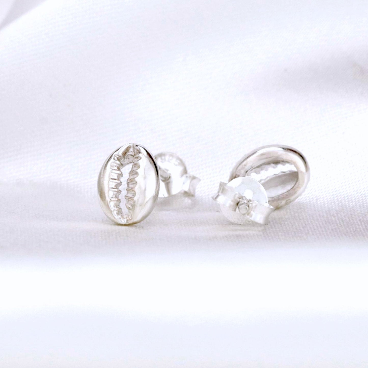 Cowrie shell mini stud earrings - 925 Sterling silver