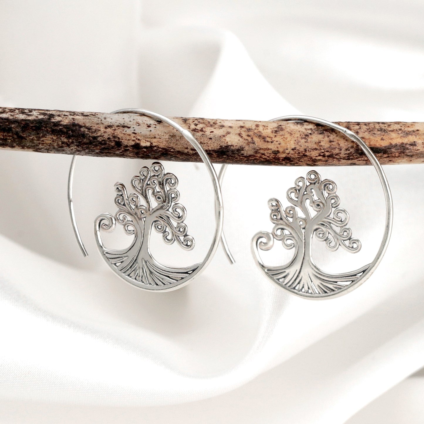 Grob Spiral Earrings - 925 Sterling Silver Tree of Life Earrings