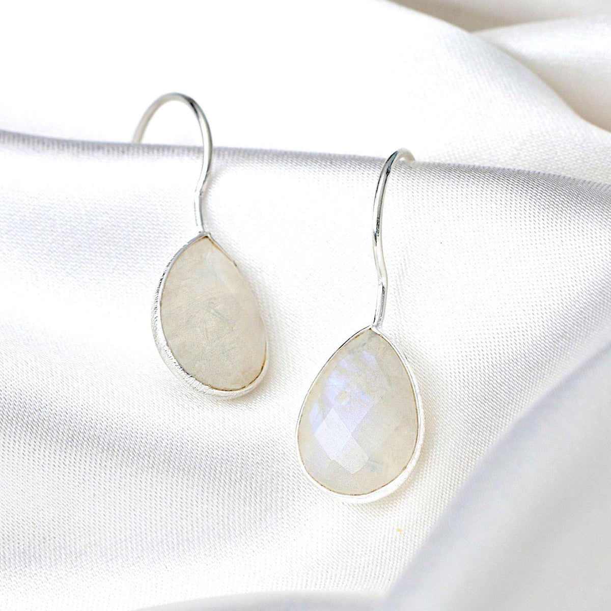 Moonstone Gemstone Earrings - 925 Sterling Silver Jewelry - OHR925-93