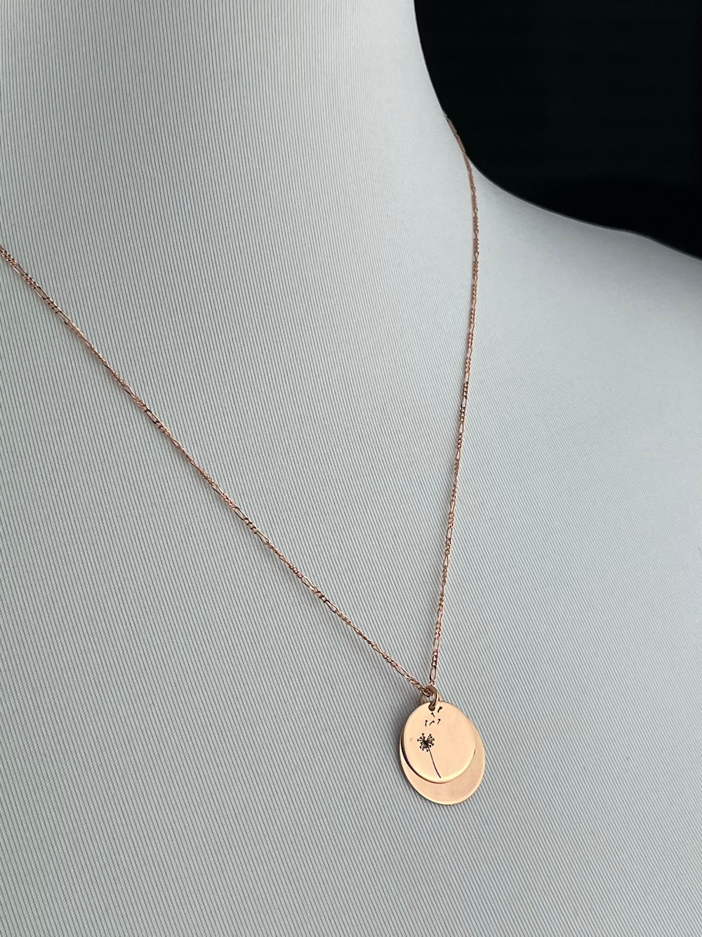 925 Sterling Rosegold Gold Plated Engraving Chain Karma & Pustflumen…
