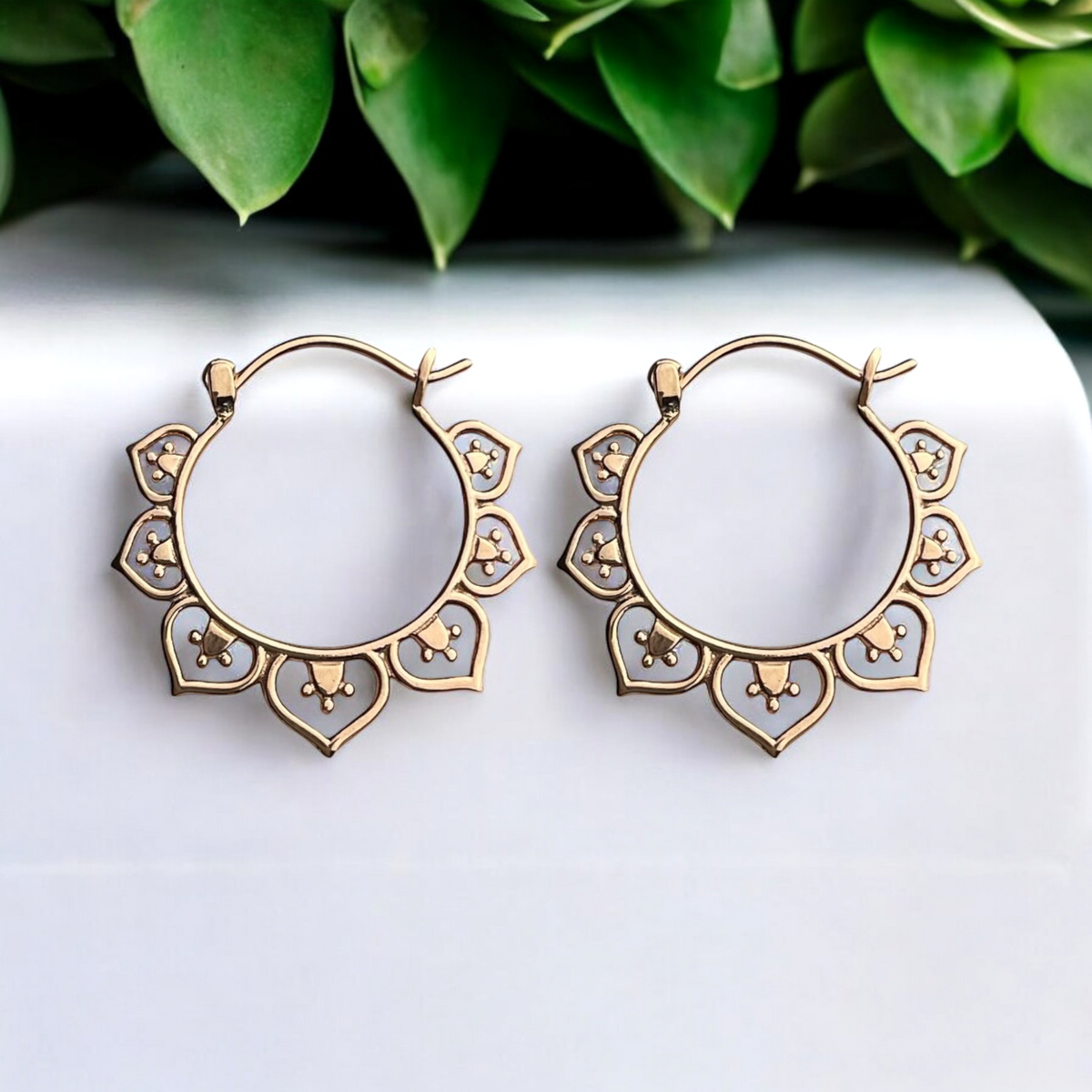 Oriental Earrings made of Rose Gold-Plated 925 Sterling Silver – Moroccan Motif | Festival Jewelry in Ethno-Tribal Style | Handmade & Hypoallergenic OHR925-155