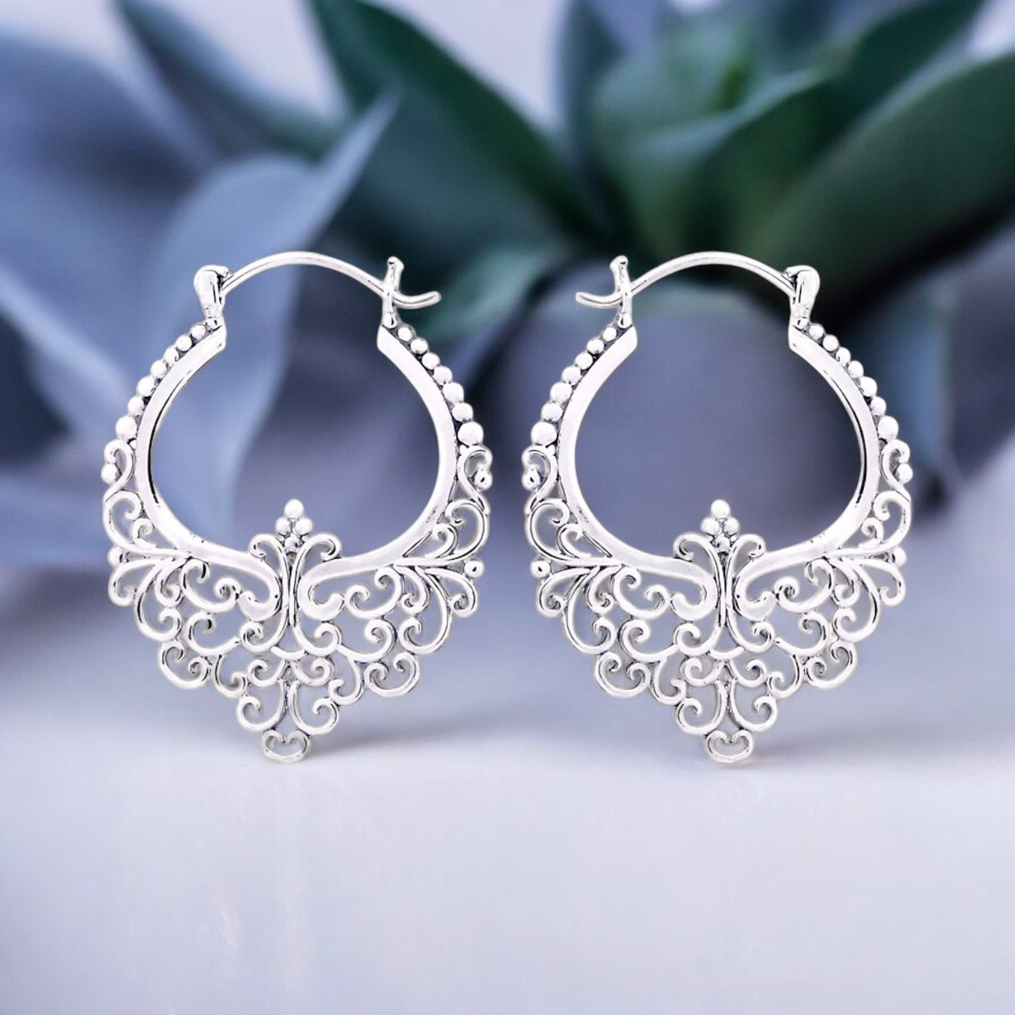 Good Karma Silver Lace Creolen - 925 Sterling Bohemian Style…