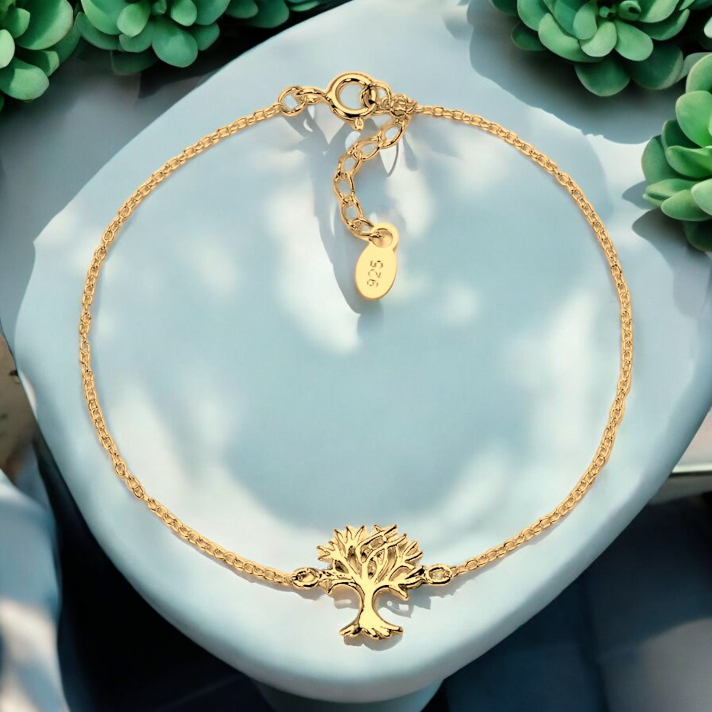 Bracelet with Tree of Life in 925 Sterling Silver - 18K Gold plated…