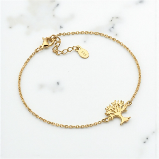 Bracelet with Tree of Life in 925 Sterling Silver - 18K Gold plated…