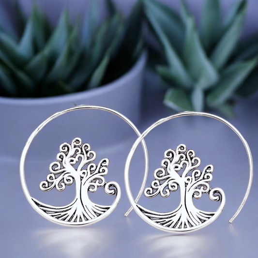 Grob Spiral Earrings - 925 Sterling Silver Tree of Life Earrings