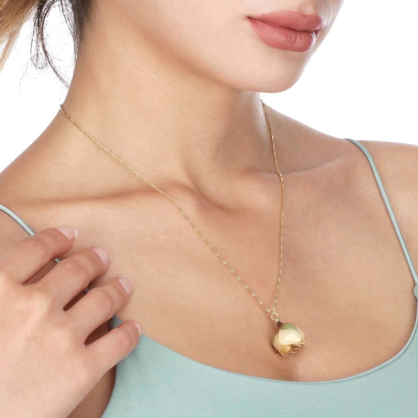 Real Target Yellow Rose 925 Sterling Gilded Chain - Nature Jewelry