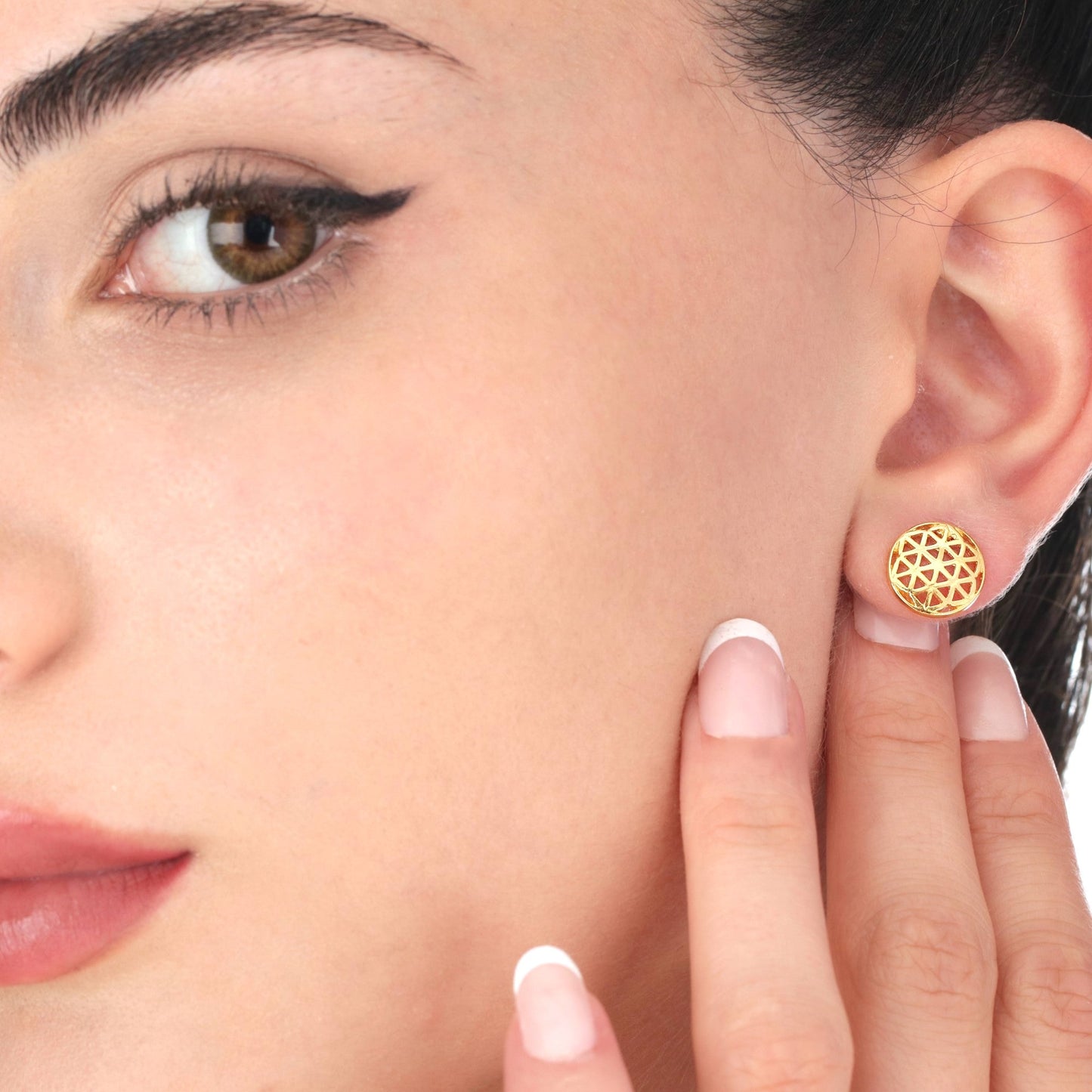 Flower of Life — 925 gold gold plated stud earrings — 106