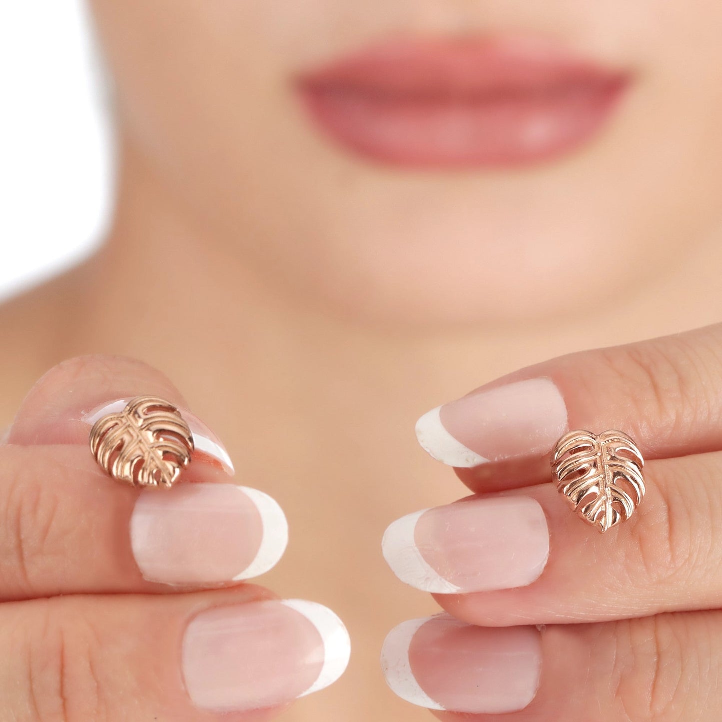 Monstera Leaf Stud Earrings - 925 Rosegold Gold Plated Exotic Leaves…
