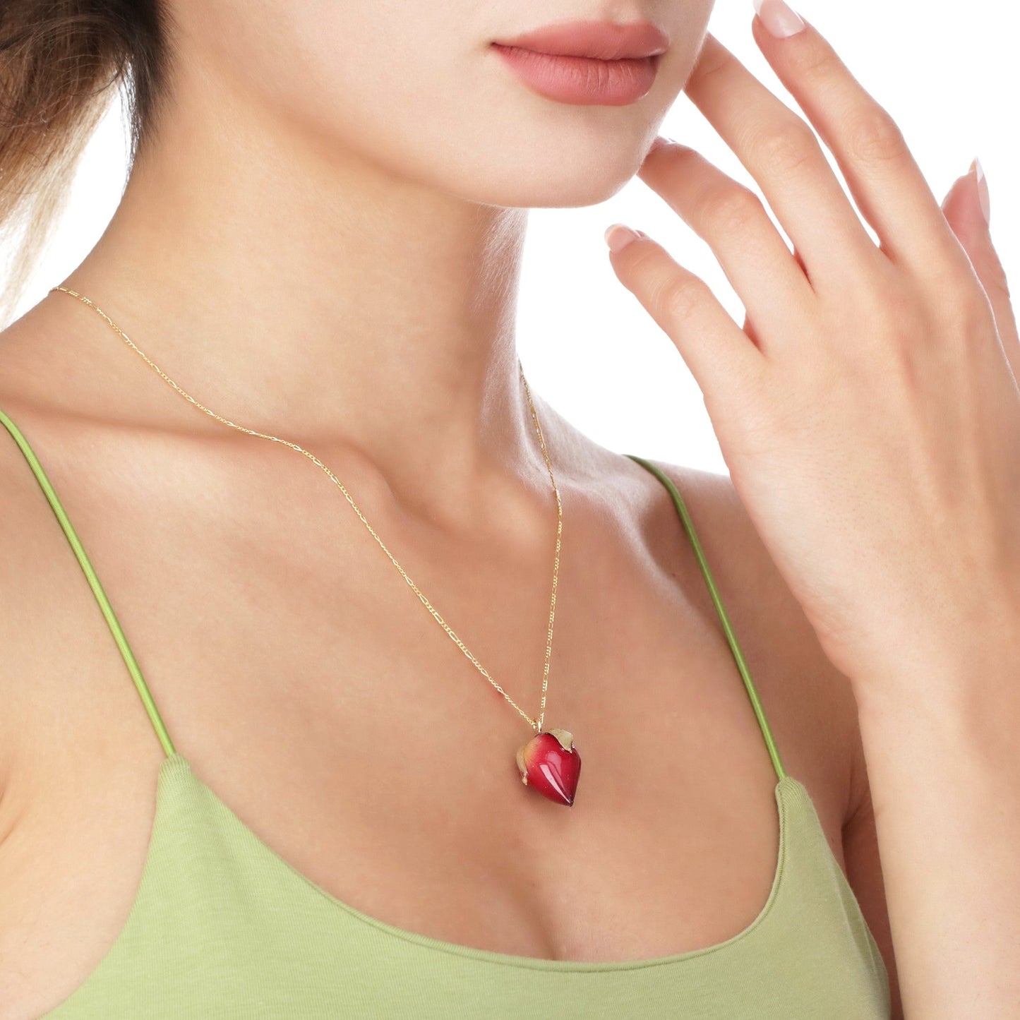 Real Red Rosenknoss — 925 Sterling Silver Gold Plated Chain