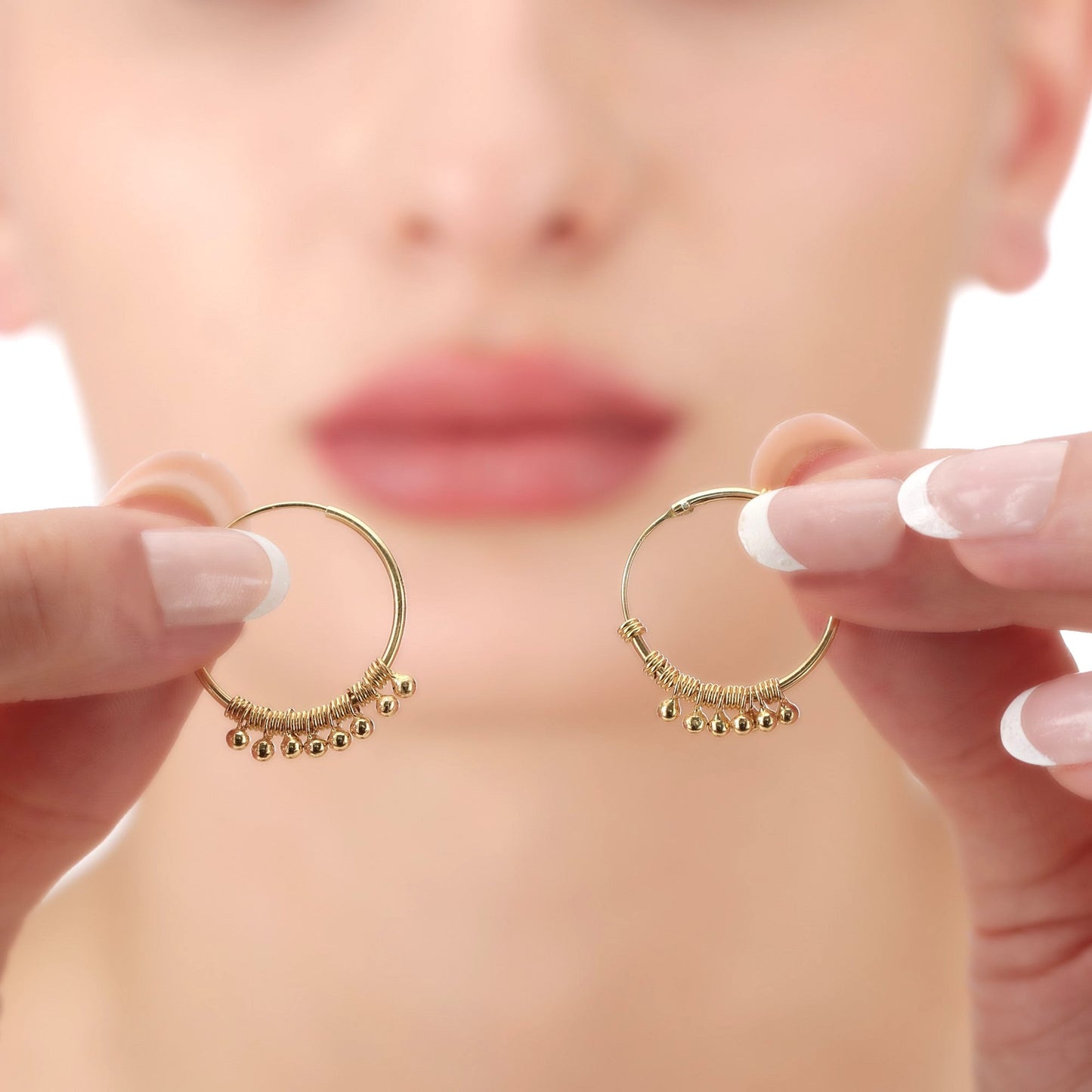 925 Sterling Gold Plated Gyspy Hoop Earrings