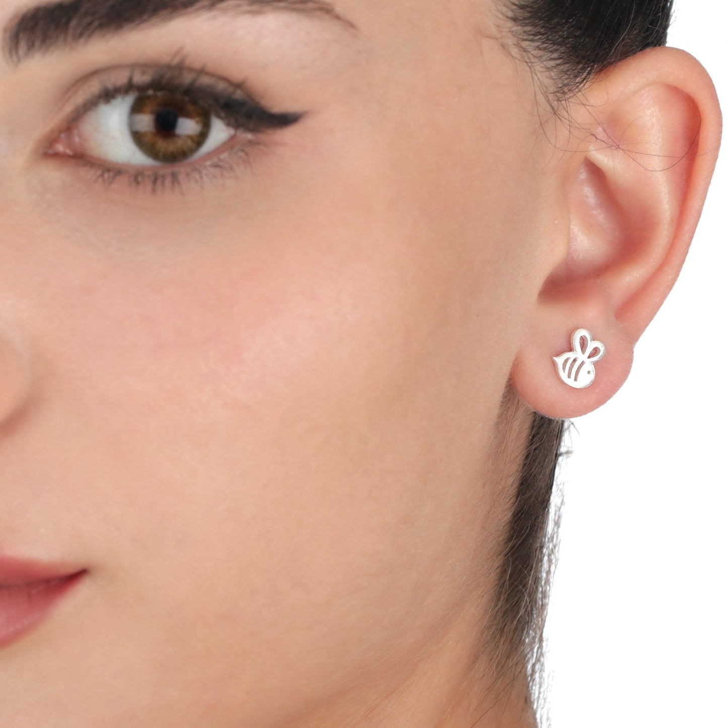 Bee Mini Stud Earrings - 925 Sterling Silver Earrings - Stamina…