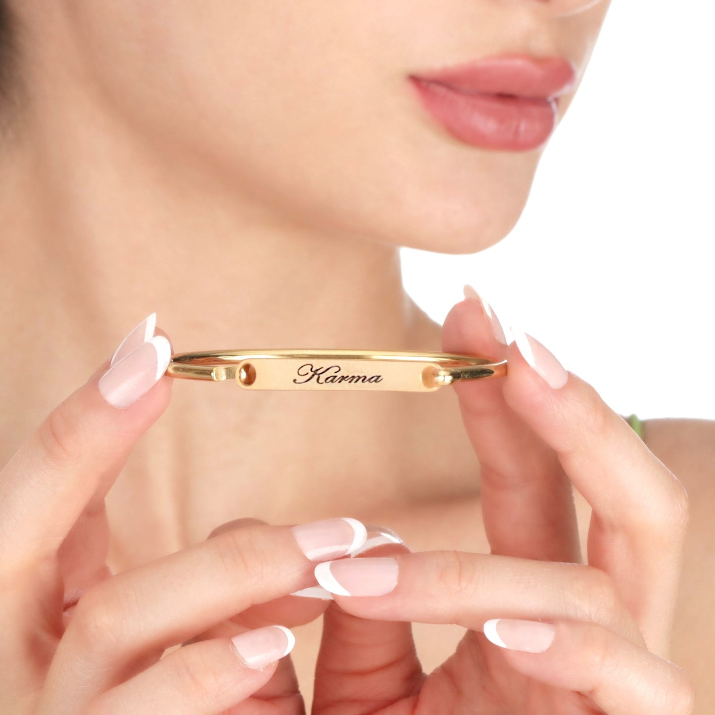 Personalizable stainless steel bangle - engraving - gold color…